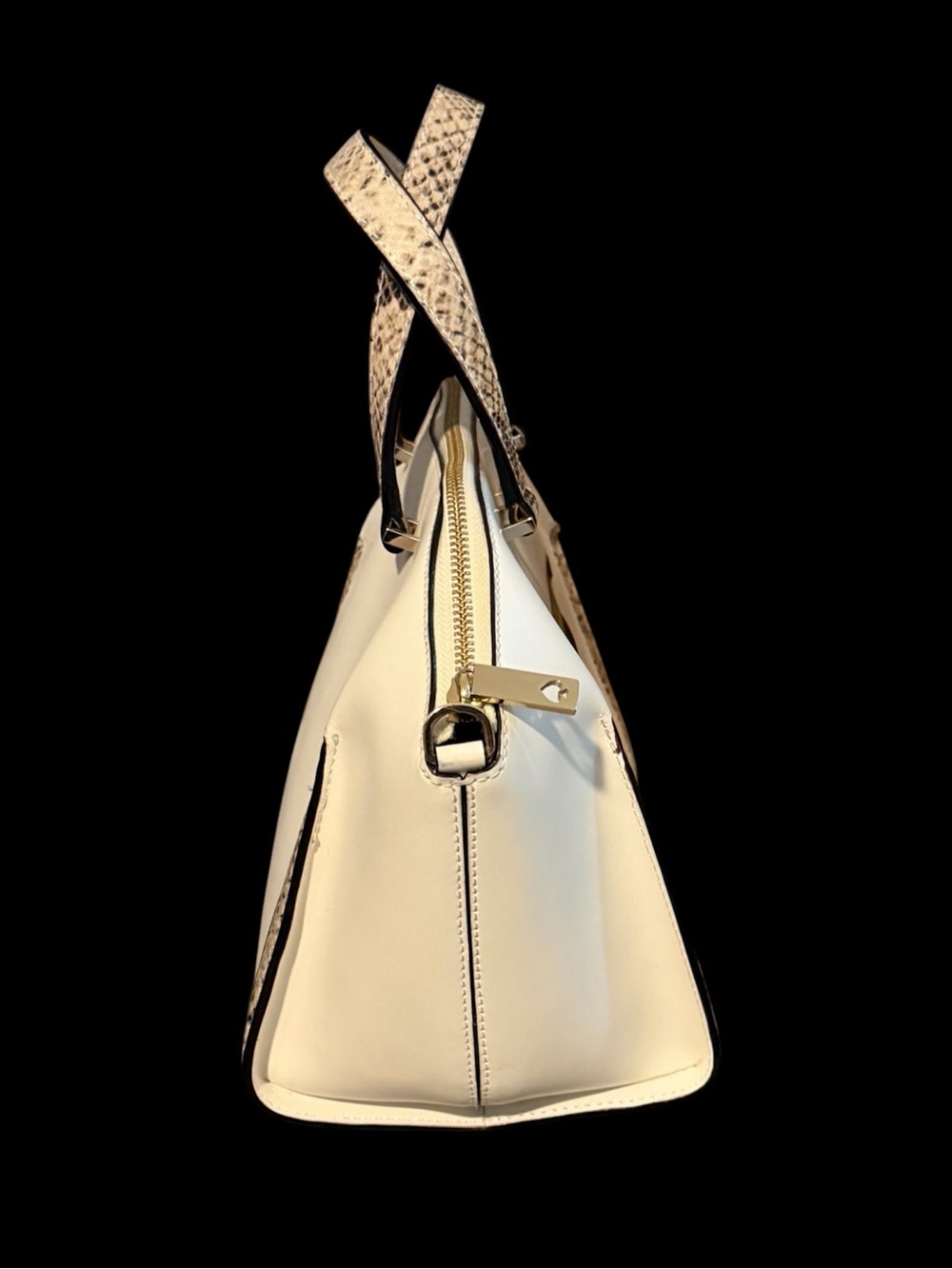 Kate Spade Cream Satchel with Snake-Print Trim and Gold Hardware - Picture 7 of 11
